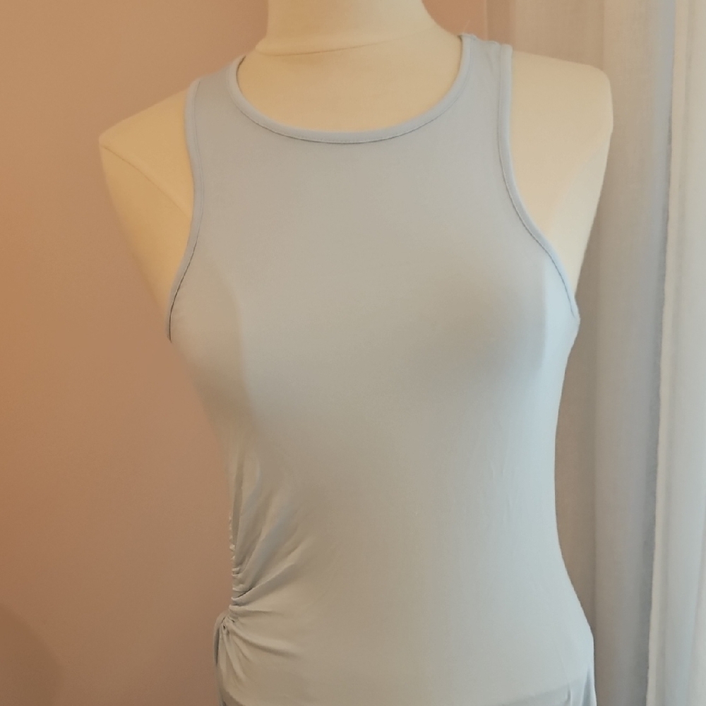 Light Blue Baby Blue Sleeveless Midi Dress